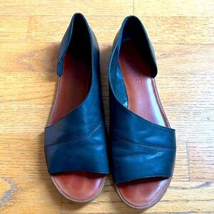 1. State black leather slip on sandal